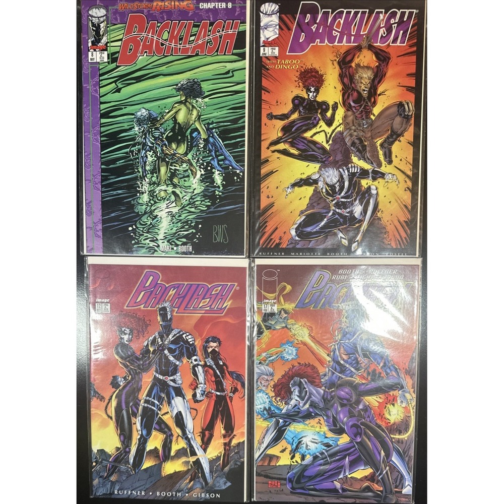 Set of 4 Image Comics VTG Backlash #8, 9, 12, 17 HTF LTD Rare NM (90E)